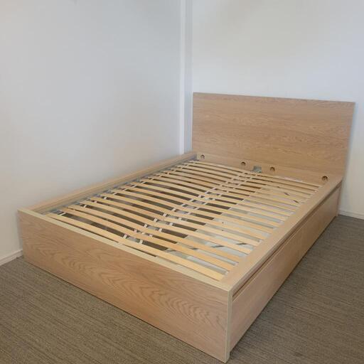 IKEA　マルム　ダブルベッド　引き出し付き　フレームのみ家具 ベッド