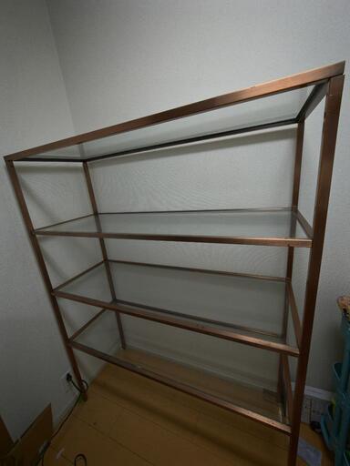 銅製ビンテージガラス棚