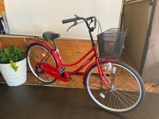 26インチ ママチャリ シングルギア レッド