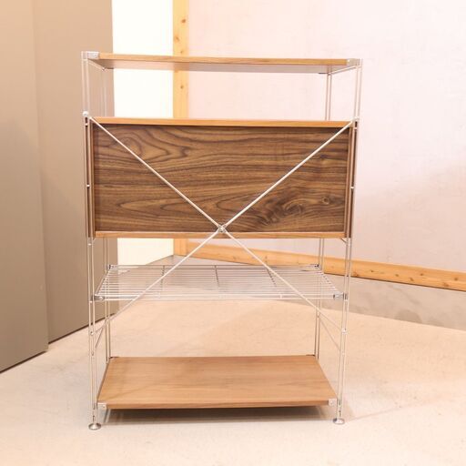 無印良品(MUJI)の人気のウォールナット材×ステンレス ユニットシェルフ