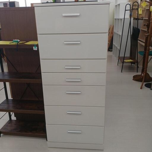 ★ジモティー割あり★7  段ハイチェスト WH 現状販売　高さ(H)142x 幅(W)60 × 奥行(D)40(cm)　【joh1670】