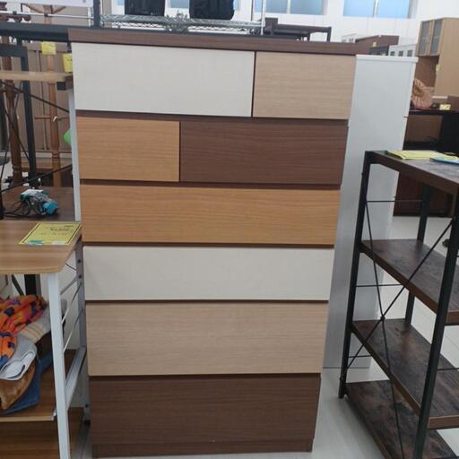★ジモティー割あり★6段チェスト BR/NA/DBR 現状販売　高さ(H)143× 幅(W)80× 奥行(D)42(cm)　【joh1671】