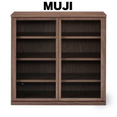 超美品‼️】定価49,900円♪ 無印良品 88cm幅木製キャビネット ガラス扉