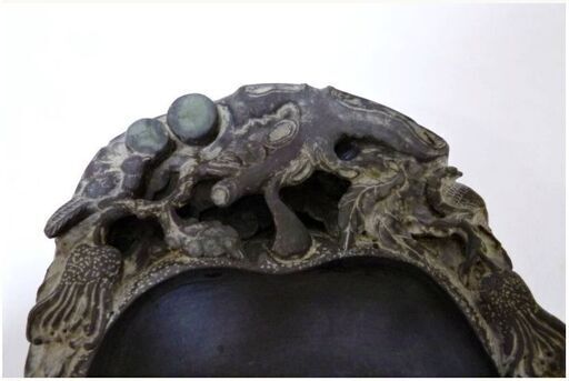 ① 端渓硯 すずり 習字道具 大型 書道具 骨董品 中国 古美術 時代 古硯