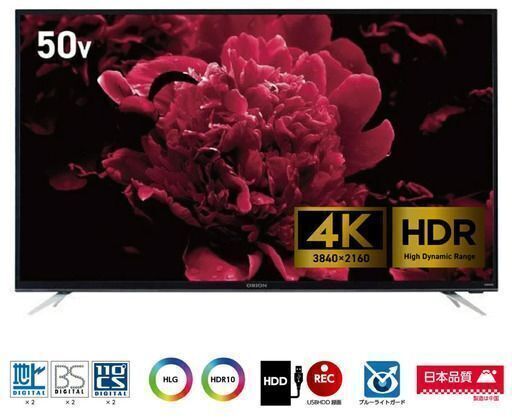 50型4K液晶テレビ ORION OL50RD100 2019年製 ※リモコン無し