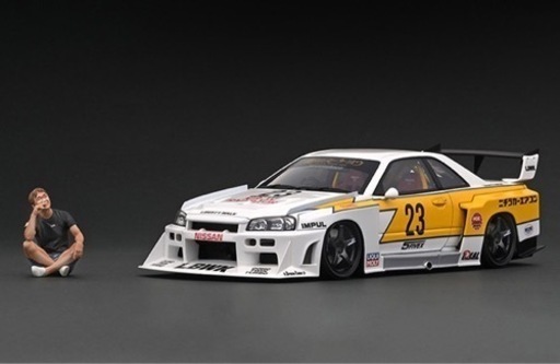 ミニカー 1/18 LB-ER34 SKYLINE White/Yellow