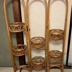 レア 藤 ラタン フラワースタンド 折りたたみ可能 アジアン 昭和レトロ