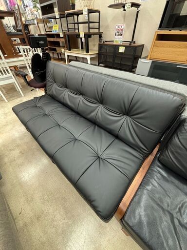 ソファベッドブラックレザーシンプルオシャレ960