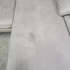 【売却済】３人掛カウチソファ　ライトグレー　ファブリックレザー