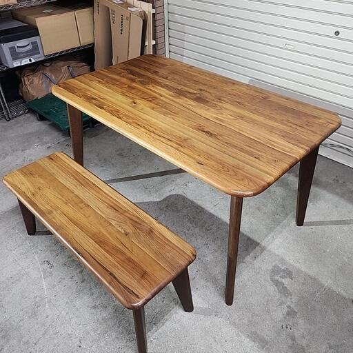 【売却済】関家具 バレーナ ダイニングテーブル＆ベンチ 天然木 ウォルナット