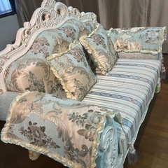 アンティーク風 ロココ調  姫系　猫脚 2Pソファー 組み立て式