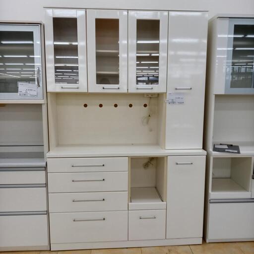 ★ジモティ割あり★  食器棚 白 H210×D42×W139 クリーニング済み OJ4802