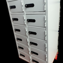 貴重品ロッカー　小物一時保管庫(貴重品ロッカー) ダイヤル錠 2列6段12人用 416.2×320×715mm ホワイトLK-3 