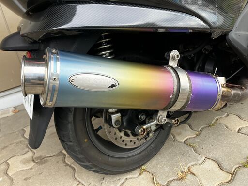 【引取先が決まりました】自賠R8.10 フォルツァMF08　音量可変ジキルマフラー！ カーボンシートフルラッピング！ ローダウン　リアタイヤ交換済 岡谷より安心の古物商許可済】自賠R8.10 フォルツァMF08 音量可変ジキル
