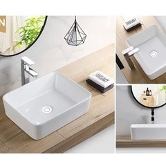 1個 大型セラミック長方形容器バスルームシンク、50.8x40.64cm