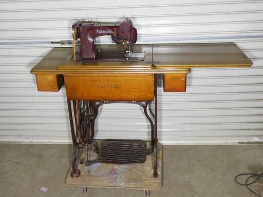 足踏みミシン FUKUSUKE 福助 ミシン台 ミシン付き アンティーク レトロ