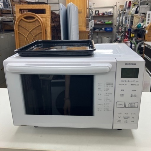 O2407-186 アイリスオーヤマ オーブンレンジ WLMO-F1801-W 2021年製 汚れあり 中古 通電確認済み