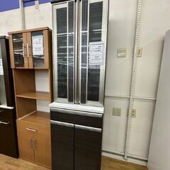 ドリーム川西店御来店限定】 マナベ 2枚扉食器棚 ダークブラウン H2065×
