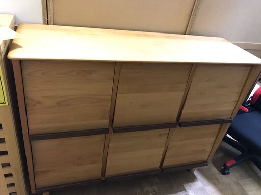 【FU874】★収納ラック  フラップ扉  ナチュラルブラウン  シンプル  おしゃれ  コンパクト  大収納   収納家具  クリーニング済 堺市 深井 【ジャングルジャングル深井店】