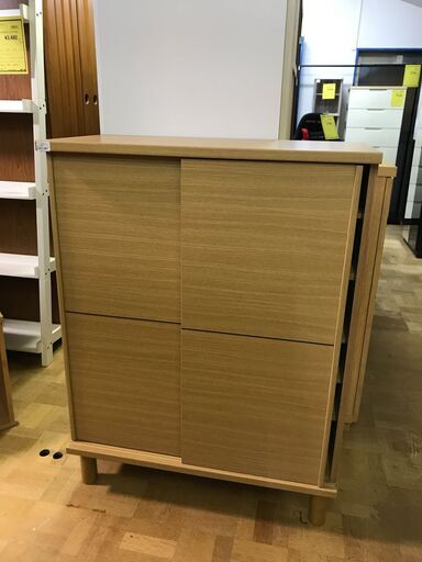 【FU877】★ニトリ  NITORI  2枚扉シューズボックス  ナチュラルブラウン  収納家具  玄関収納  コンパクト  シンプル  おしゃれ  クリーニング済 堺市 深井 【ジャングルジャングル深井店】
