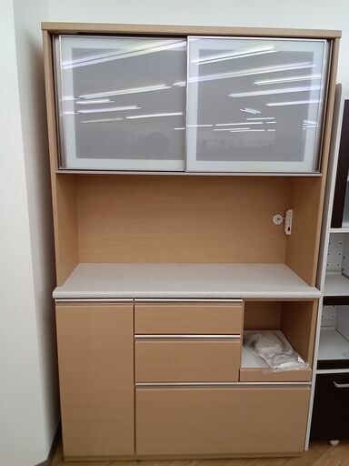 ★ジモティ割あり★  食器棚 ペールオレンジ H205×D38×W120 クリーニング済み TK2518