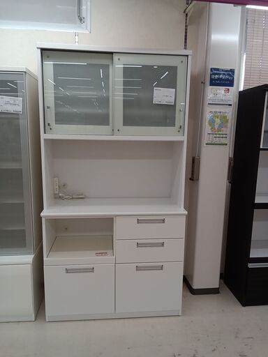 ★ジモティ割あり★  食器棚 ホワイト W105×D48.5×H200 クリーニング済み TC3751
