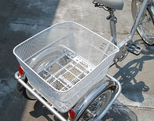 大人用 3輪 自転車 20/16インチ 三輪車 切替なし シルバー系 カゴ付き 