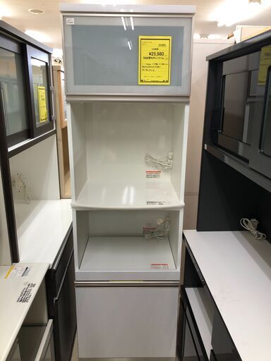 綾野製作所 キッチンボード ダイニングボード 隙間ラック  ゴミ箱ラック 食器棚 レンジ台 システムキッチンボード おしゃれ スチームオーブン対応 食器棚 ホワイト 約幅60cm モイス加工 ソフトクローズレール採用 高級家具 国内製家具 クリーニング済 堺市 石津【ジャングルジャングルサカイ石津店】