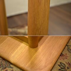 ≪yt1487ジ≫ アウトレット家具 ダイニングテーブル W140xD85 試作サンプル品 オーク無垢材？/ナチュラル/丸脚/北欧デザイン/シンプル 60503-01