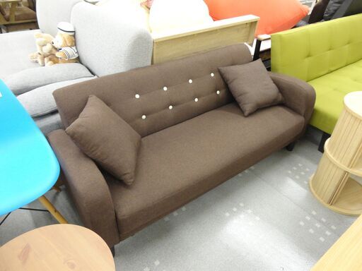 ３人掛けソファ　ファイリック　ダークブラウン色　モノ市場半田店【131】