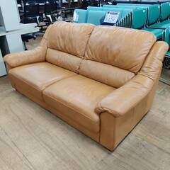 【愛品倶楽部柏店】 レザーワールド 本革 3Pソファ 背もたれ取り外し可