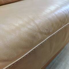 【愛品倶楽部柏店】 レザーワールド 本革 3Pソファ 背もたれ取り外し可