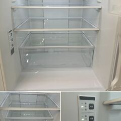 地域限定送料無料　美品【 HISENSE 】ハイセンス 282L 3ドア 冷凍冷蔵庫 大容量ドアポケット 強化ガラス棚 2段式スライドケースの冷凍室 HR-D2801W