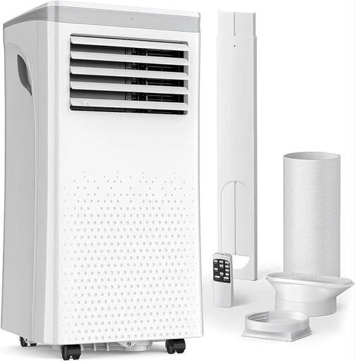 スポットクーラー 2.6kW パワフル 8.3畳対応 ポータブルエアコン ノンドレン式 冷房/除湿/送風 1日24L除湿 2階段風量送風 風向き調整 リモコン遠隔制御 24時間タイマー 睡眠モード 省エネ 工事不要 窓パネル 65~125cm
