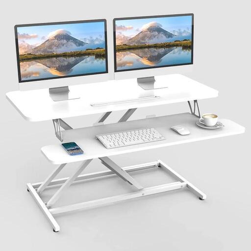 スタンディングデスク 卓上 幅91*奥行40cm 高さ調節12~52CM家具 収納家具