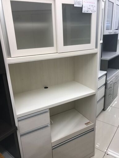 ★ジモティ割あり★  レンジボード クリーム H180×D44.5×W87.5 クリーニング済み HJ3687