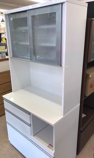 【516】レンジボード ホワイト 幅90cm×奥行51cm×高さ191cm