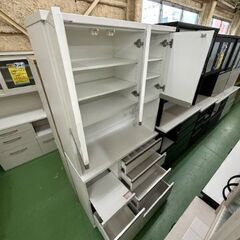 店舗同時販売中】 シギヤマ家具工業 2枚スライド扉キッチンボード 白 