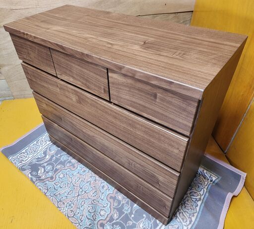 ほぼ新品/未使用 4段ﾁｪｽﾄ 整理ﾀﾝｽ 完成品 大川家具 ｻﾝ製 衣類収納 幅100 高さ89 ﾚｰﾙ式 ﾊｲﾁｪｽﾄ ﾛｰﾁｪｽﾄ
