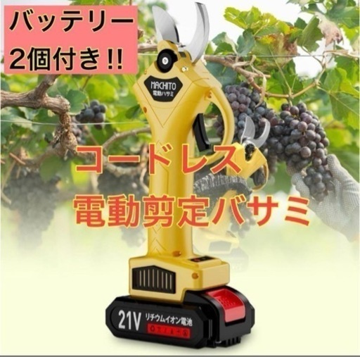 電動剪定ハサミ　園芸用　バッテリー2個　大容量　剪定　軽量　コードレス　大容量