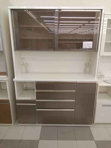 ★ジモティ割あり★松田家具 レンジボード ホワイト ×ブラウン クリーニング済み TC717