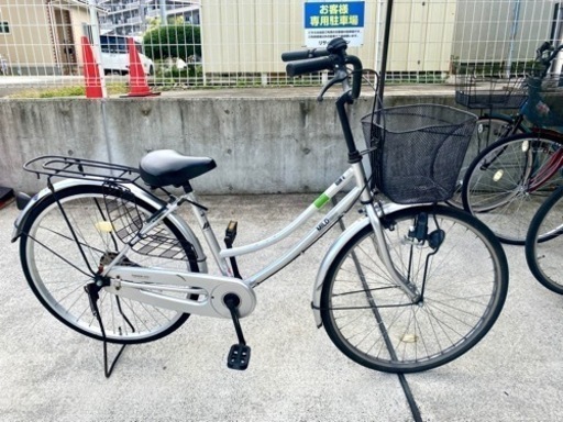 シルバー 26インチ 変速なし 鍵付き 中古 MILD ママチャリ 自転車
