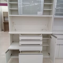 ★ジモティ割あり★  レンジボード ホワイト W139×D48.5×H205 クリーニング済み TC3778