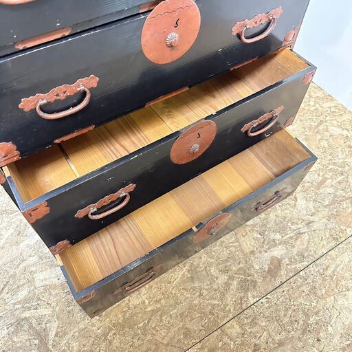 ○引取歓迎 レトロ アンティーク家具 4段 引出 小型収納棚 小物入れ 蓋付き