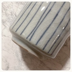 ご購入者様決定꒰未使用꒱貫入 縦縞模様 夫婦湯呑み茶碗 和柄 焼き物