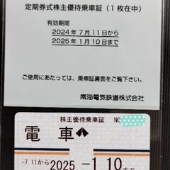 超希少■■■南海電鉄株主優待証■■■2025年1月10日まで