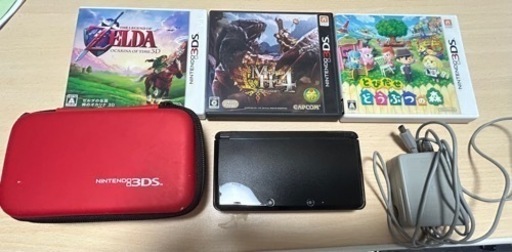 週末限定\n値下げ！ニンテンドー3DS本体 コスモブラック一式カセットつき