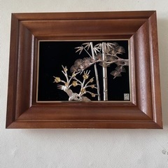 【絶品】 作 光則 純銀製 大渕光則作 木製額縁入り 立体絵図 松竹梅 工芸品