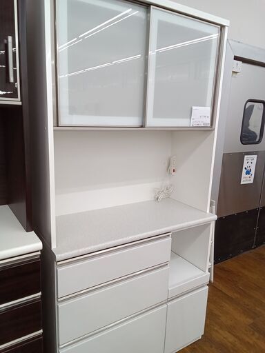 ★ジモティ割あり★  レンジボード ホワイト H201×D45×W105 クリーニング済み MT1646