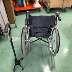 KOEKI 車椅子 車いす 車イス ノーパンク 自走【4点支持杖　セット】